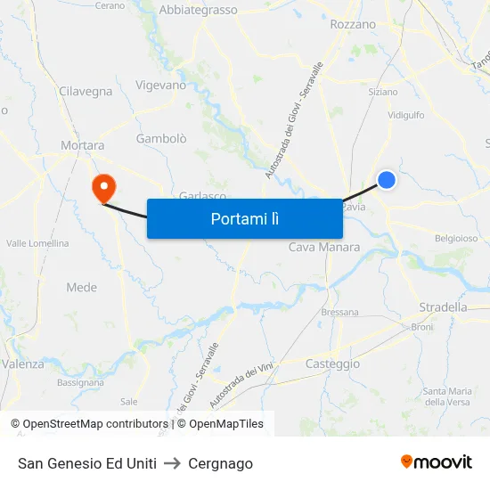 San Genesio Ed Uniti to Cergnago map