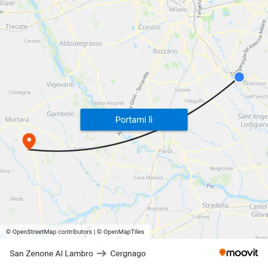 San Zenone Al Lambro to Cergnago map