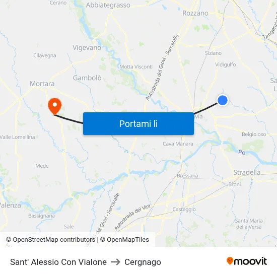 Sant' Alessio Con Vialone to Cergnago map