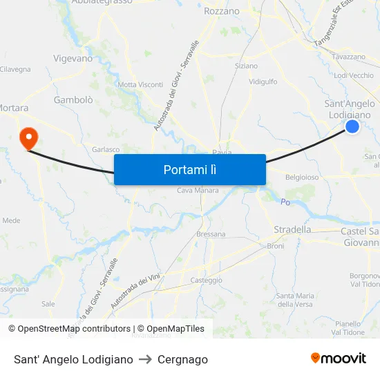 Sant' Angelo Lodigiano to Cergnago map