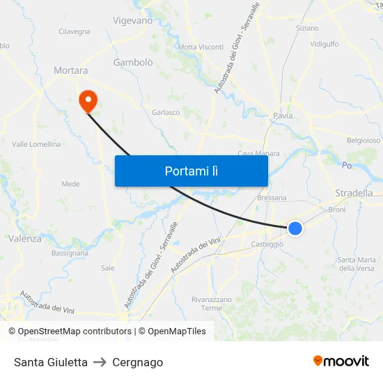 Santa Giuletta to Cergnago map