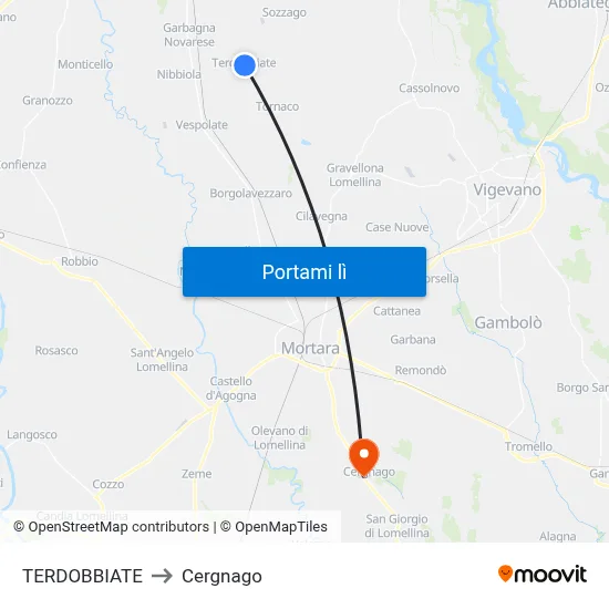 TERDOBBIATE to Cergnago map