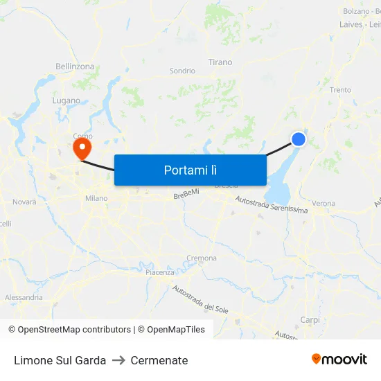 Limone Sul Garda to Cermenate map