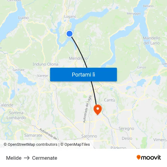 Melide to Cermenate map