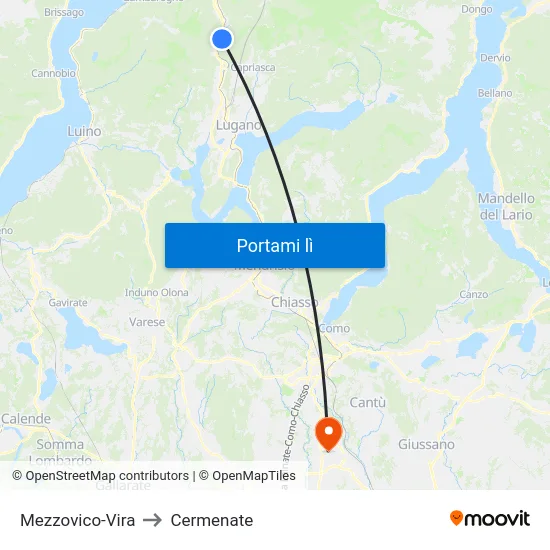 Mezzovico-Vira to Cermenate map