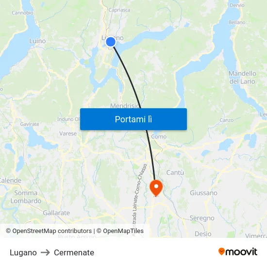 Lugano to Cermenate map