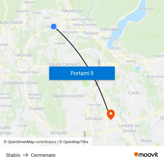 Stabio to Cermenate map