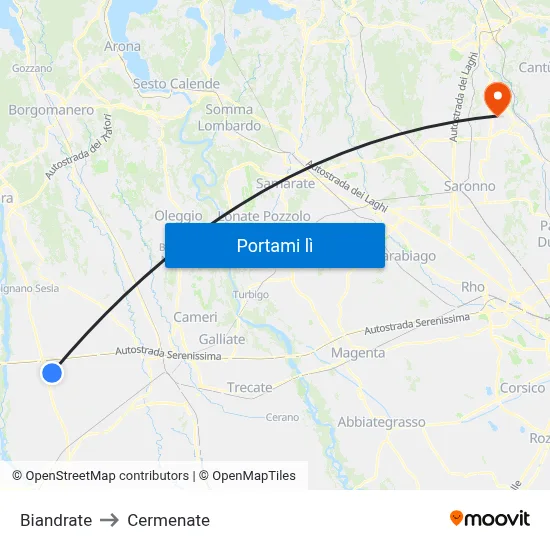 Biandrate to Cermenate map