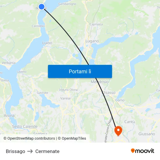Brissago to Cermenate map
