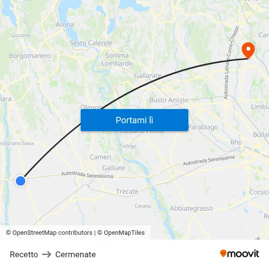 Recetto to Cermenate map
