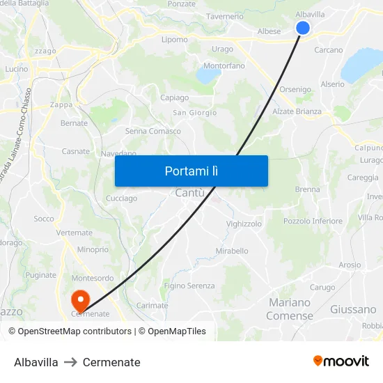 Albavilla to Cermenate map