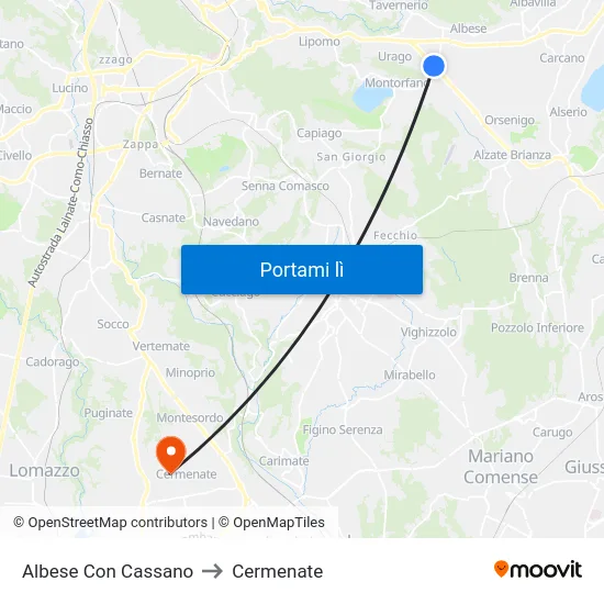 Albese Con Cassano to Cermenate map