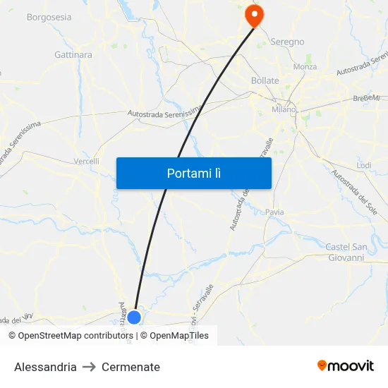 Alessandria to Cermenate map