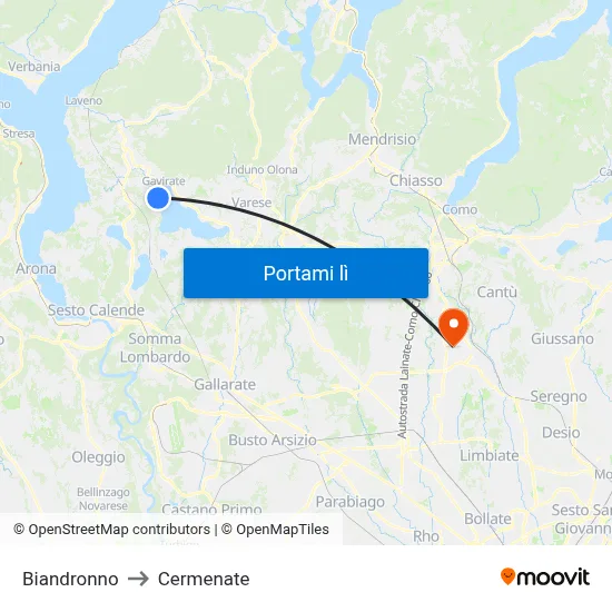 Biandronno to Cermenate map