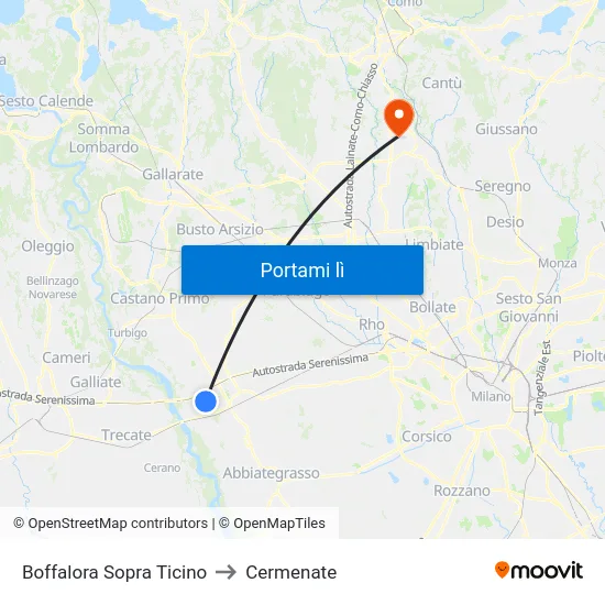 Boffalora Sopra Ticino to Cermenate map