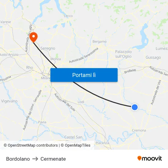 Bordolano to Cermenate map