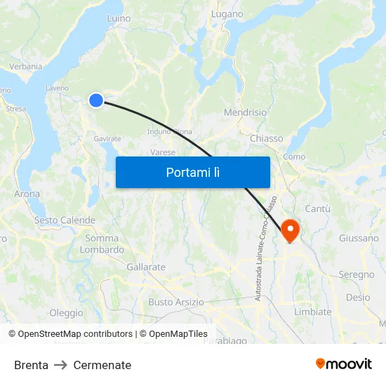 Brenta to Cermenate map