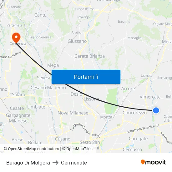 Burago Di Molgora to Cermenate map