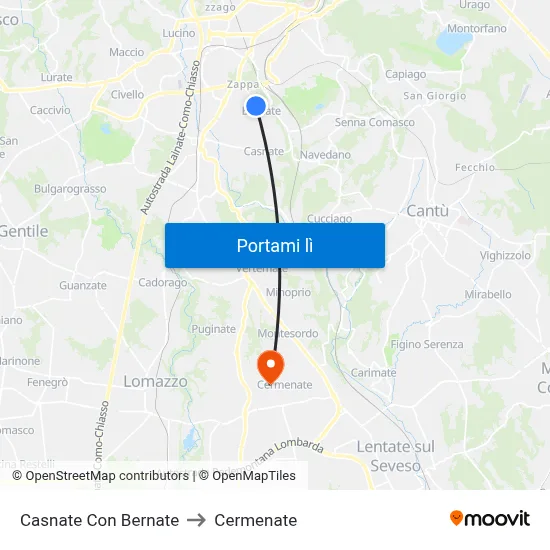 Casnate Con Bernate to Cermenate map