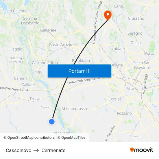 Cassolnovo to Cermenate map