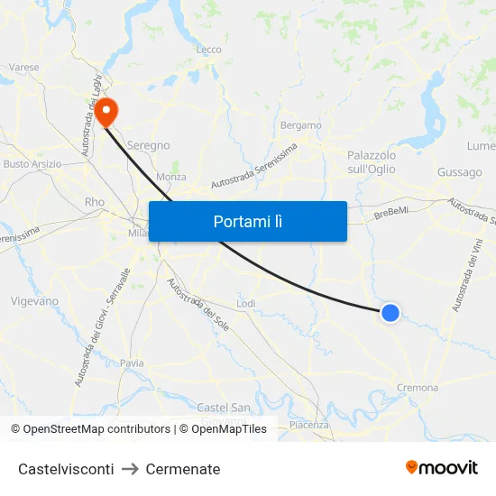 Castelvisconti to Cermenate map