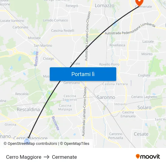 Cerro Maggiore to Cermenate map