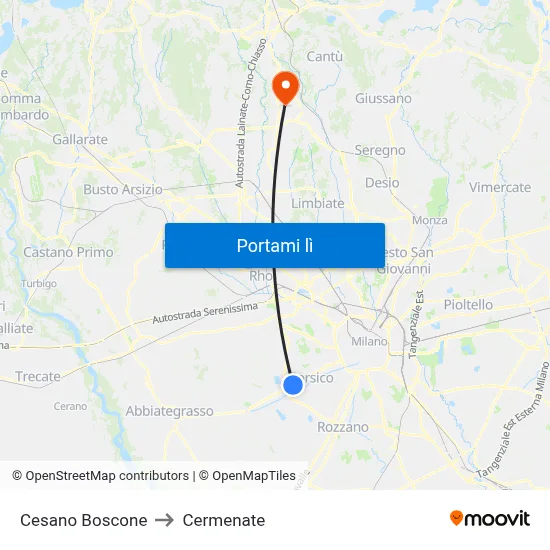 Cesano Boscone to Cermenate map