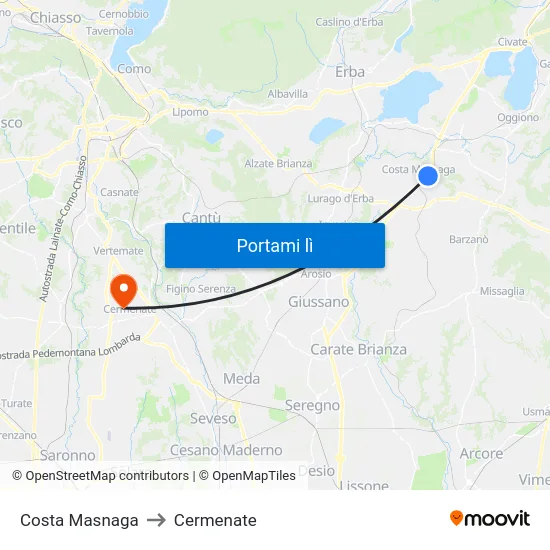 Costa Masnaga to Cermenate map