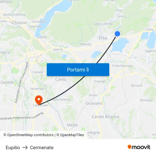 Eupilio to Cermenate map