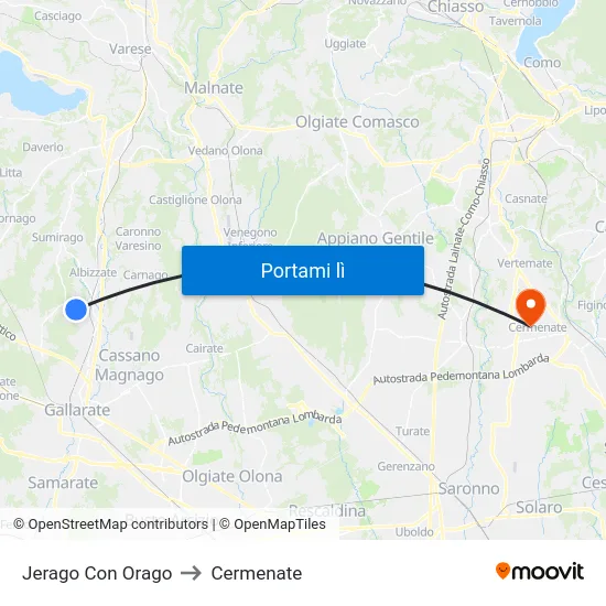 Jerago Con Orago to Cermenate map