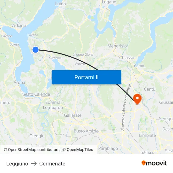 Leggiuno to Cermenate map