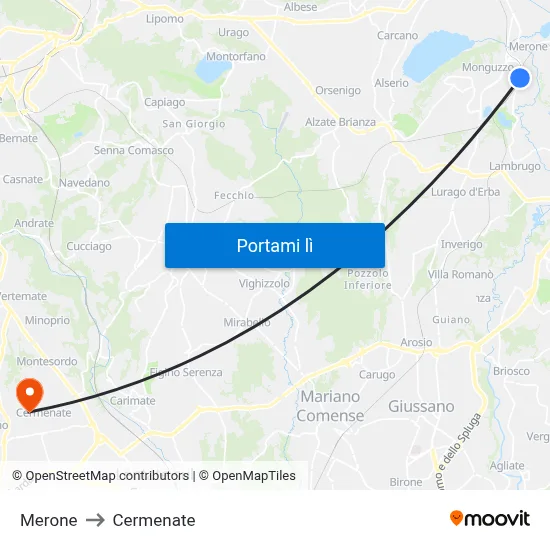 Merone to Cermenate map