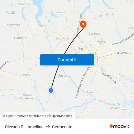 Olevano Di Lomellina to Cermenate map