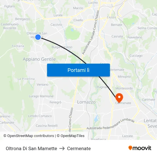 Oltrona Di San Mamette to Cermenate map