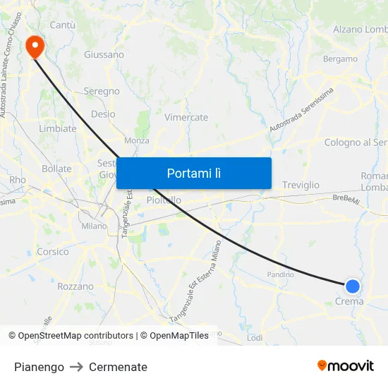 Pianengo to Cermenate map