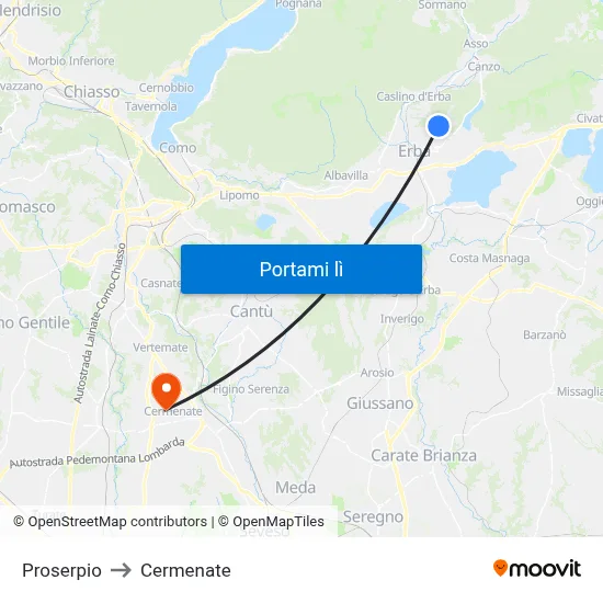 Proserpio to Cermenate map