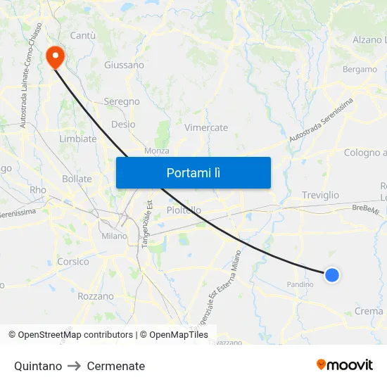 Quintano to Cermenate map