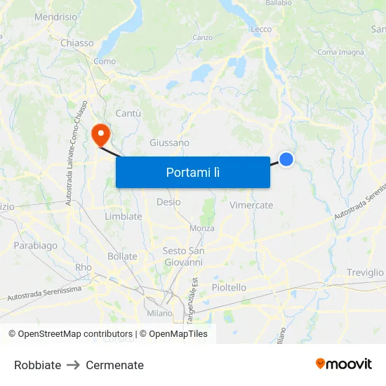 Robbiate to Cermenate map