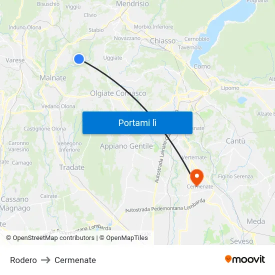 Rodero to Cermenate map