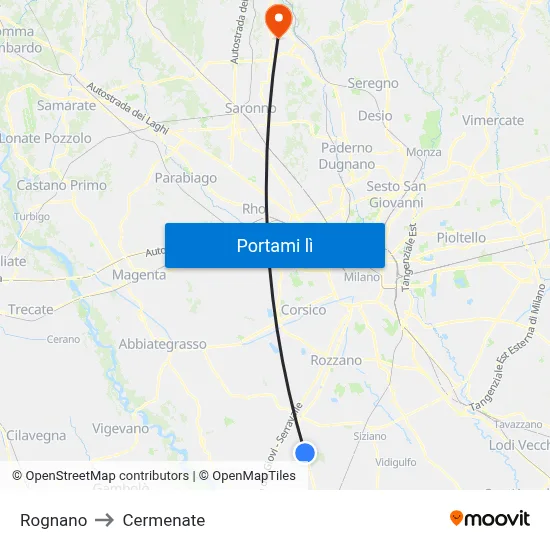 Rognano to Cermenate map
