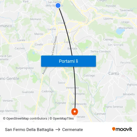 San Fermo Della Battaglia to Cermenate map