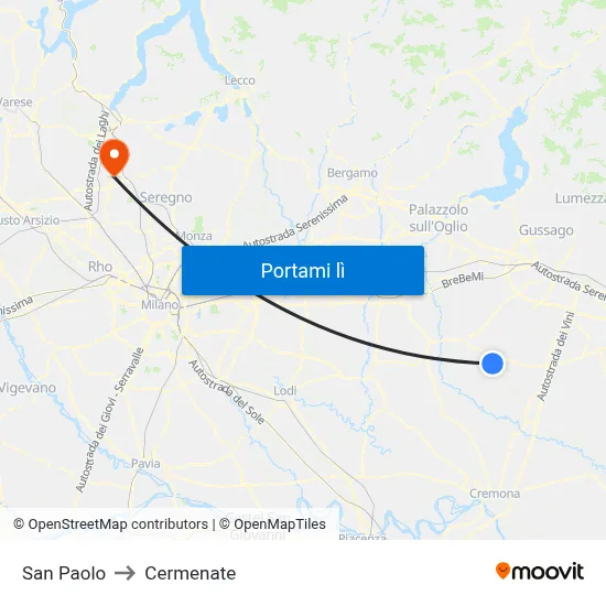 San Paolo to Cermenate map