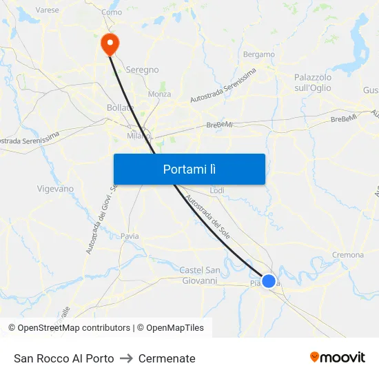 San Rocco Al Porto to Cermenate map