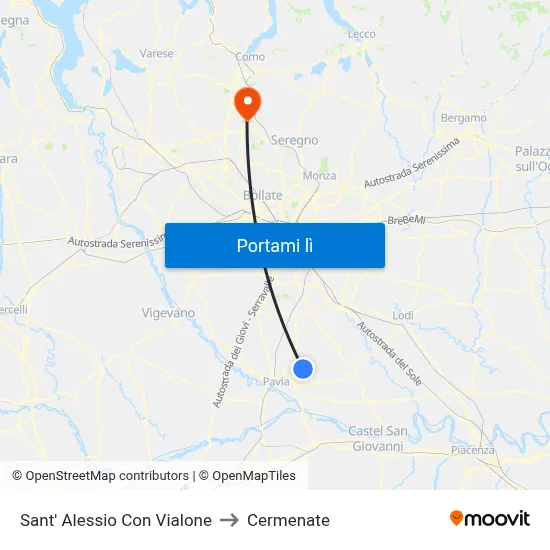 Sant' Alessio Con Vialone to Cermenate map