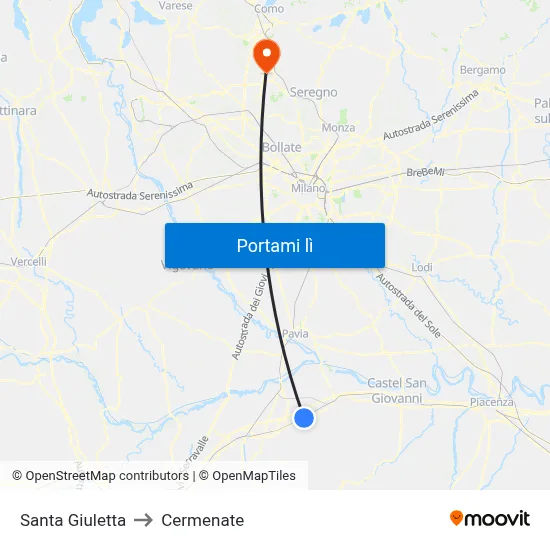 Santa Giuletta to Cermenate map