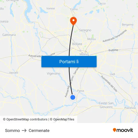 Sommo to Cermenate map