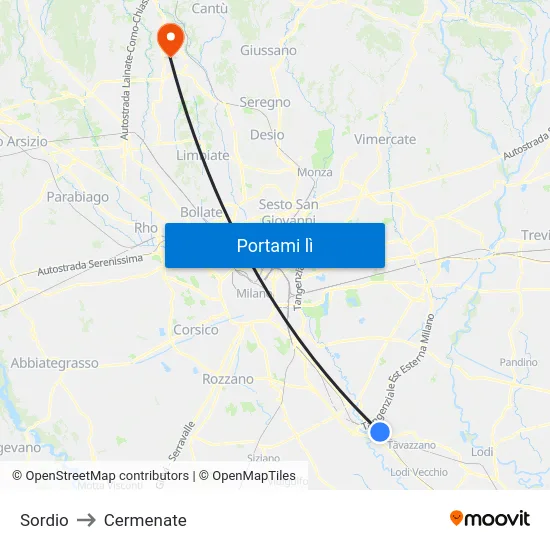 Sordio to Cermenate map