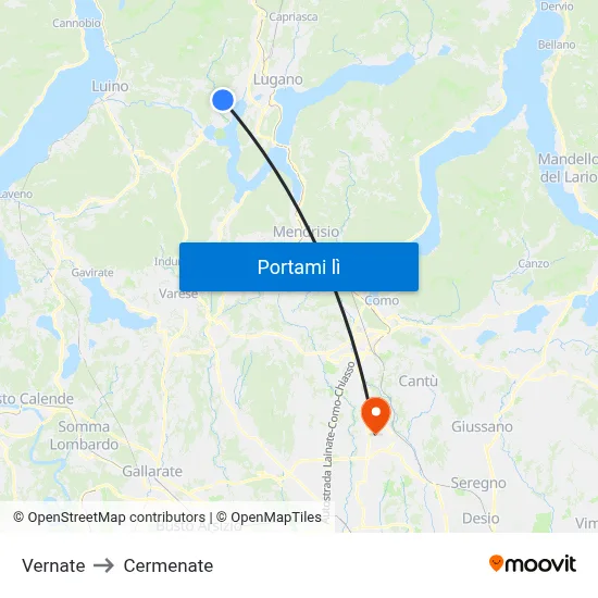 Vernate to Cermenate map