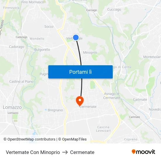 Vertemate Con Minoprio to Cermenate map