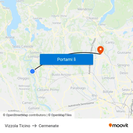Vizzola Ticino to Cermenate map